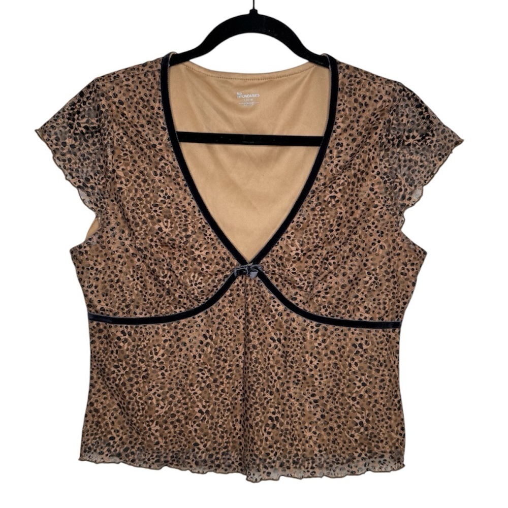 No Boundaries Leopard Print Blouse - Tan and Black